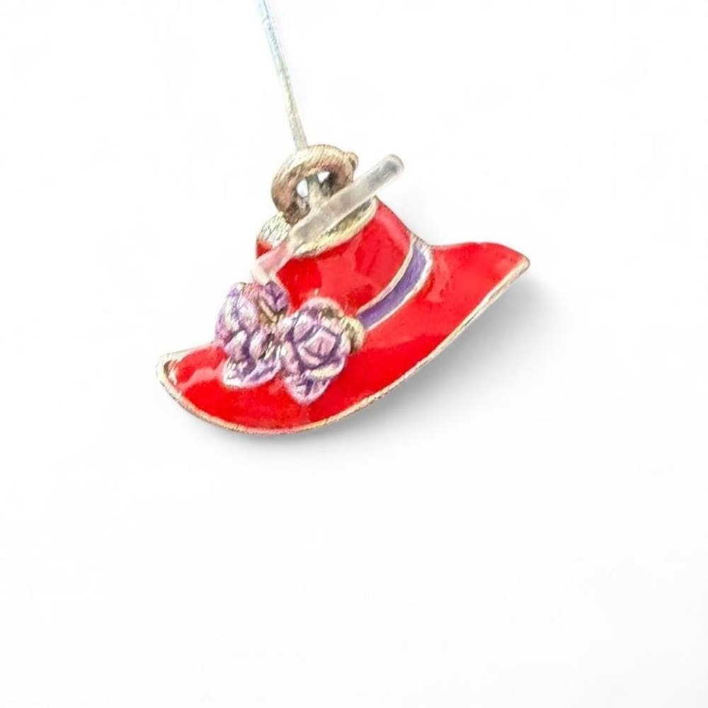 Vintage Red Hat Enamel Pendant
